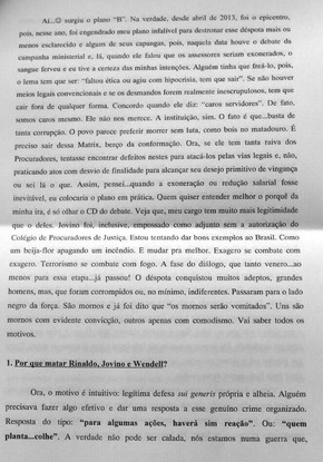 Ministério Público do RN divulga carta de atirador (Foto: Divulgação/MPRN)