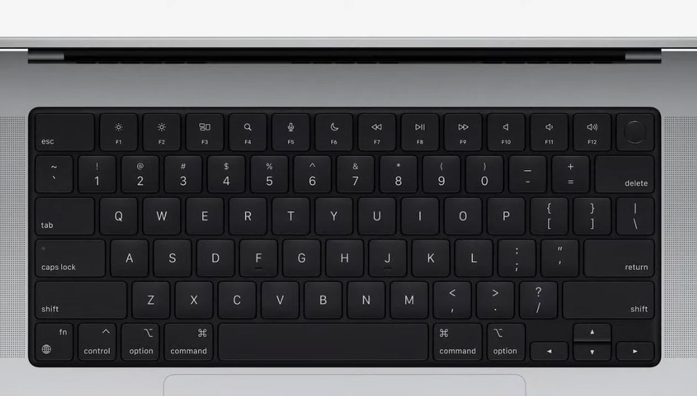 Teclado dos novos MacBook Pro (2021) — Foto: Reprodução/Apple