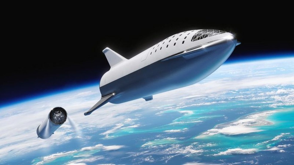 Starship aps separao do foguete — Foto: SPACEX via BBC