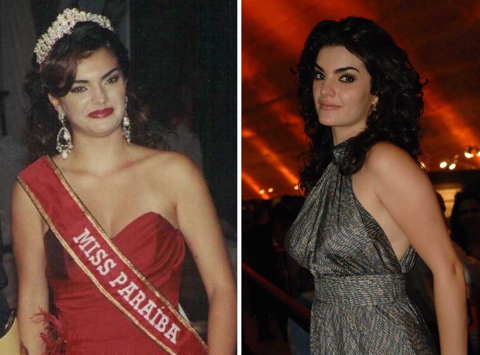 Mayana Neiva: Miss Paraíba 2003 e visual atual — Foto: Reprodução/Instagram e Zé Paulo Cardeal/TV Globo