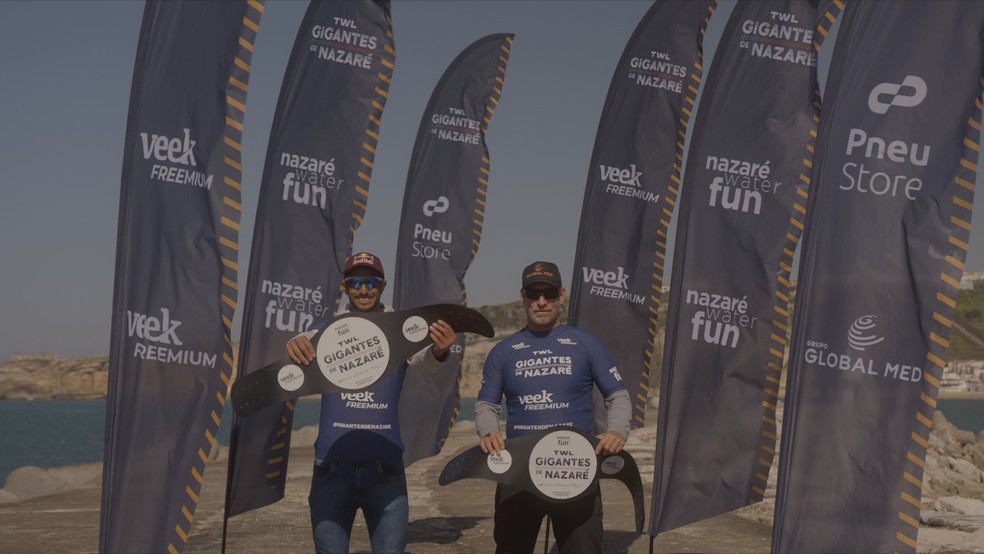 Lucas Chumbo e Alemão no Gigantes de Nazaré — Foto: Reprodução