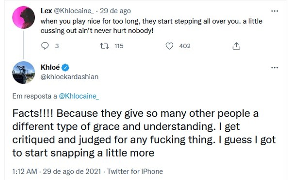 O tuíte de Khloé Kardashian lamentando os ataques constantes sofridos por ela nas redes sociais (Foto: Twitter)
