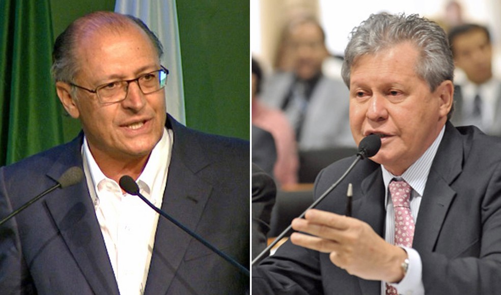 O governador de São Paulo, Geraldo Alckmin, e o prefeito de Manaus, Arthur Virgílio Neto, pré-candidatos à Presidência pelo PSDB (Foto: Reprodução)