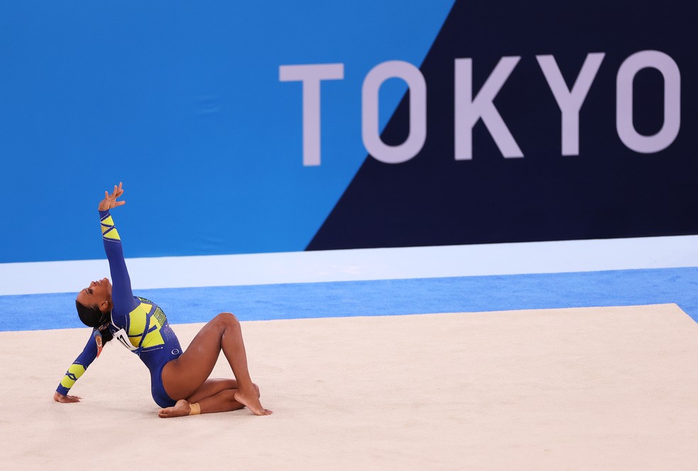 Rebeca Andrade é prata nas Olimpíadas de Tóquio — Foto: Laurence Griffiths/Getty Images