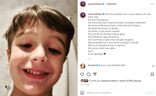 Felipe Andreoli parabeniza o primogênito, Rocco, pelos 5 anos (Foto: Reprodução/Instagram)