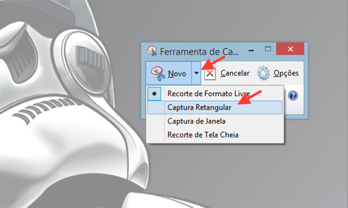 Acessando a ferramenta de captura retangular do Windows (Foto: Reprodu??o/Marvin Costa)
