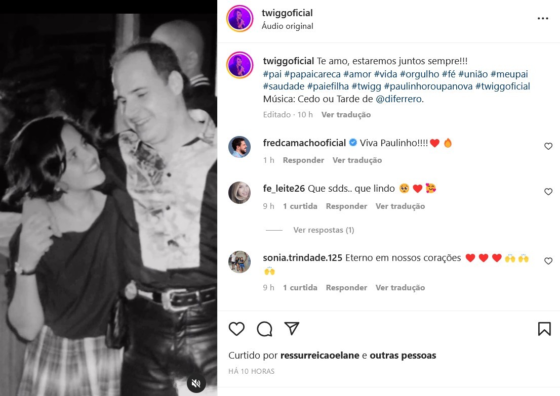 Twigg posta homenagem ao pai, Paulinho, do Roupa Nova (Foto: Reprodução/Instagram)