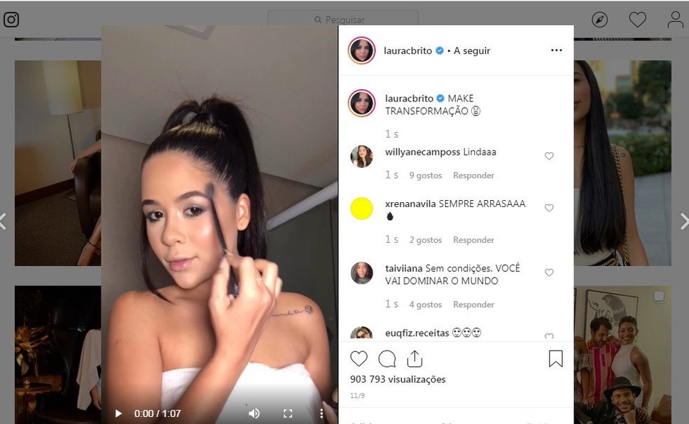 Laura Brito, 'influencer', tamb�m produz conte�dos espec�ficos para as redes sociais � Foto: Reprodu��o/Instagram