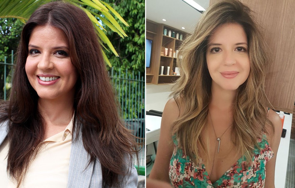 Mariana Santos antes e com novo look de Maria Pia (Foto: LetÃ­cia Souza/Gshow / Carmem Bastos)