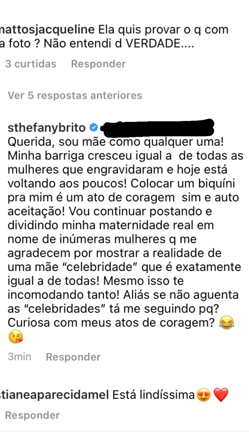 Sthefany Brito rebate comentários (Foto: Reprodução/Instagram)
