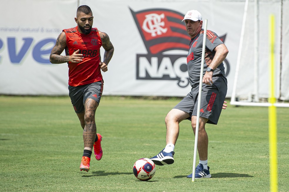 Gabigol Rogério Ceni Flamengo — Foto: Alexandre Vidal / Flamengo