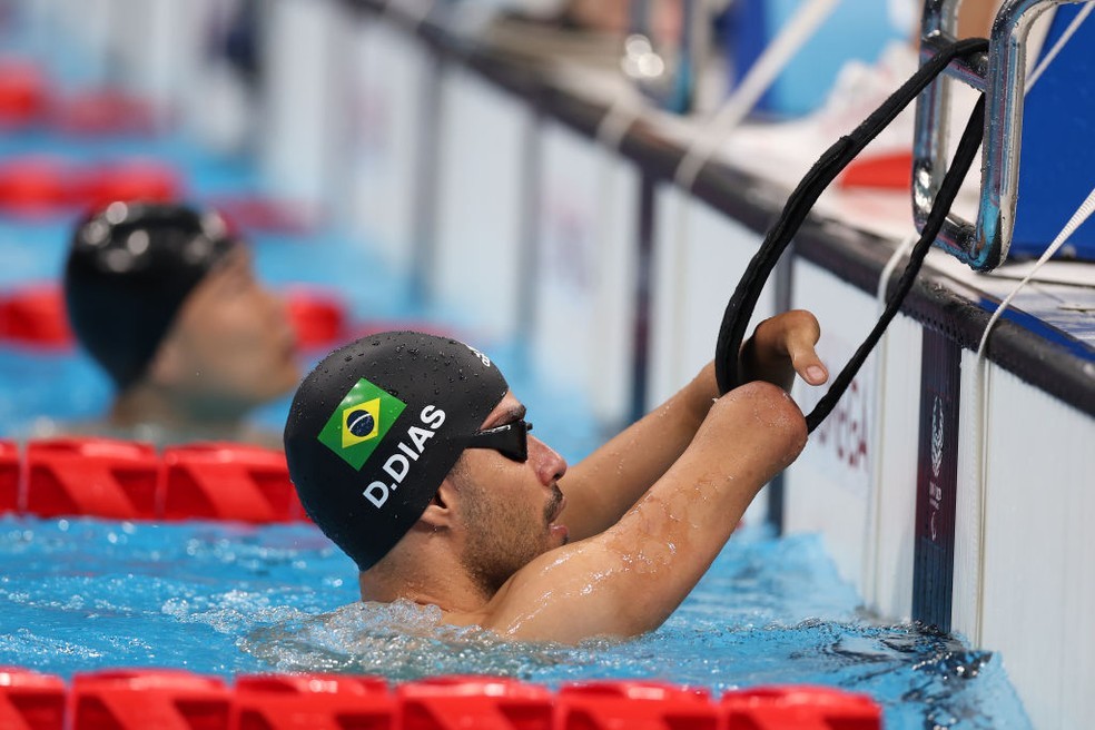 Daniel Dias pronto para largar em busca de mais uma final nas Paralimpíadas de Tóquio 2020, agora nos 50m costas S5 — Foto: Lintao Zhang/Getty Images