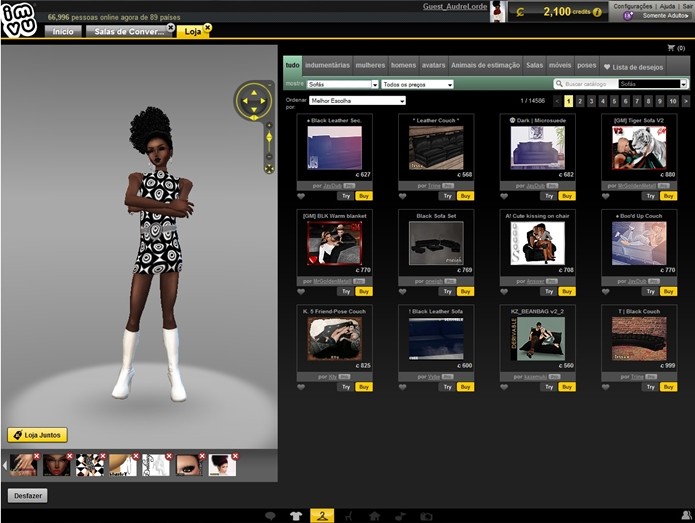 Loja do IMVU tem itens como roupas, móveis e músicas (Foto: Reprodução/Raquel Freire)