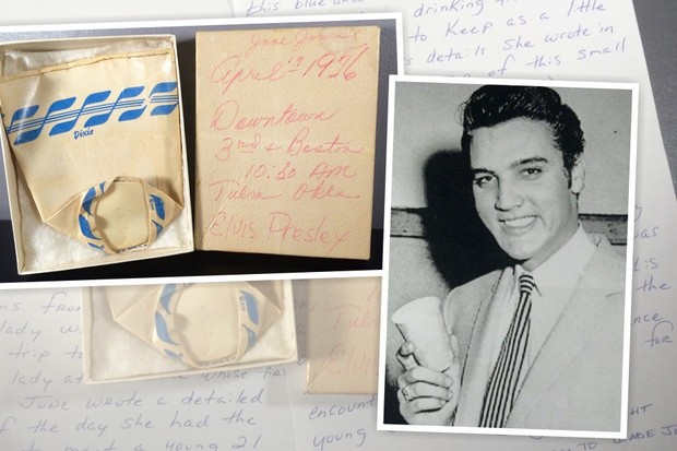 Elvis Presley segura o copo vendido no leião (Foto: divulgação)