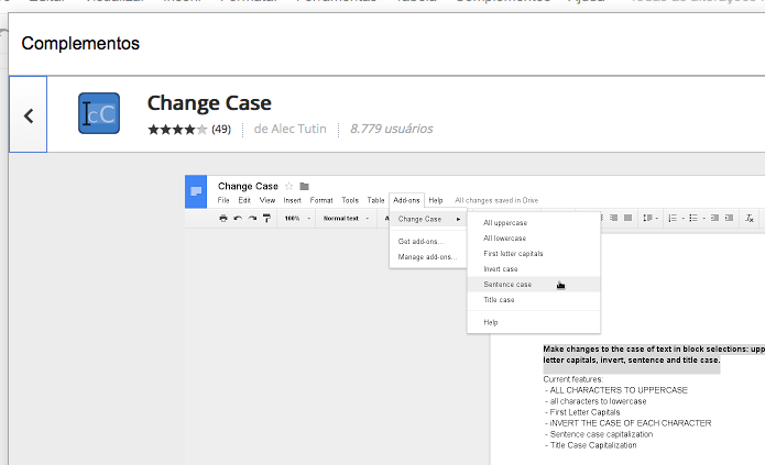 Instale Change Case e adicione a convers?o de letras no Google Docs (Foto: Divulga??o)