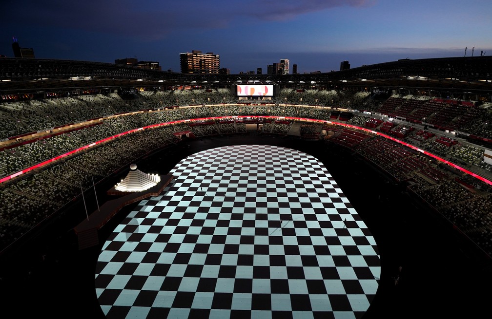 Vista geral do estádio durante a cerimônia de abertura dos Jogos Olímpicos de Tóquio, no Japão — Foto: Peter Jebautzke/Reuters