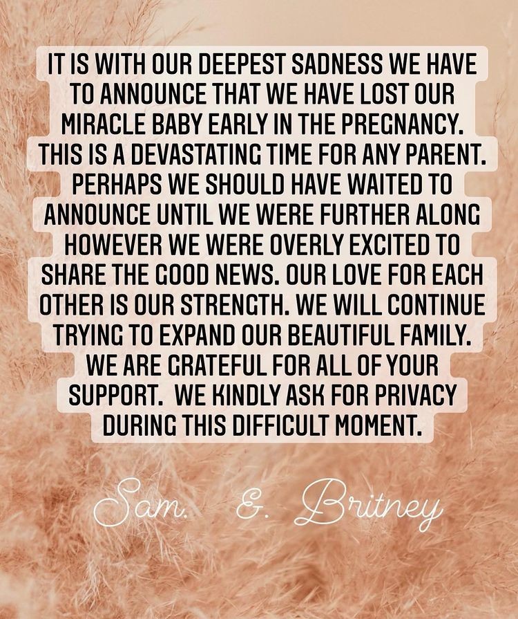 Britsney Spears anuncia perda do bebê (Foto: Reprodução/Instagram)