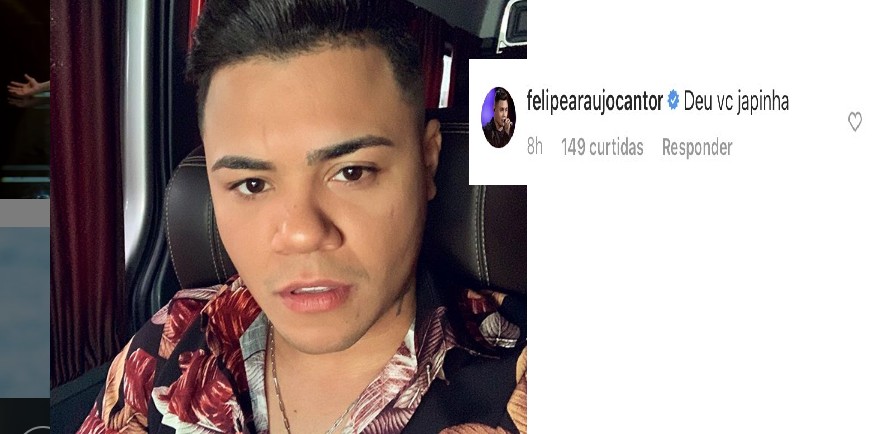 O cantor sertanejo Felipe Araújo escreveu: 'Deu você, Japinha' (Foto: Reprodução)