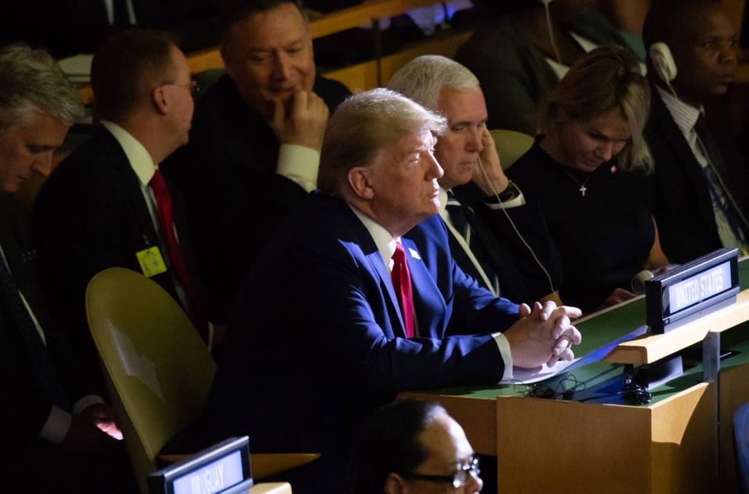 Presidente americano Donald Trump aparece de surpresa na Cúpula do Clima da ONU, em Nova York, nesta segunda (23).