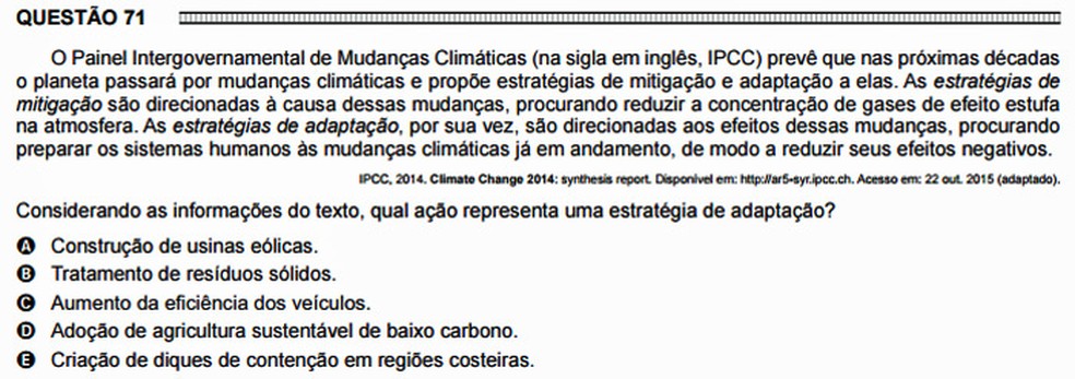 Quest&atilde;o do Enem 2016 (prova rosa) (Foto: Reprodu&ccedil;&atilde;o)