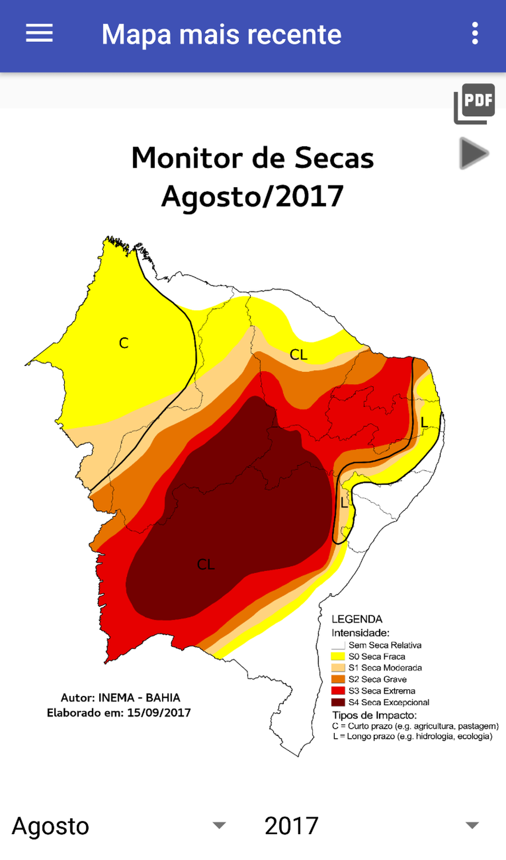 Aplicativo apresenta situação da seca no Nordeste brasileiro (Foto: Divulgação/ ANA)