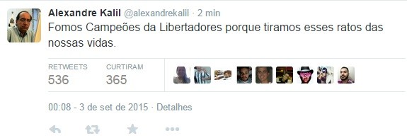 Alexandre Kalil usou o twitter para reclamar da arbitragem (Foto: Reprodução/Twitter )