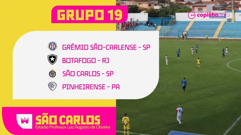 Grupo 19 da Copinha: Grêmio São-Carlense, Botafogo, São Carlos e Pinheirense — Foto: Reprodução/Paulistão