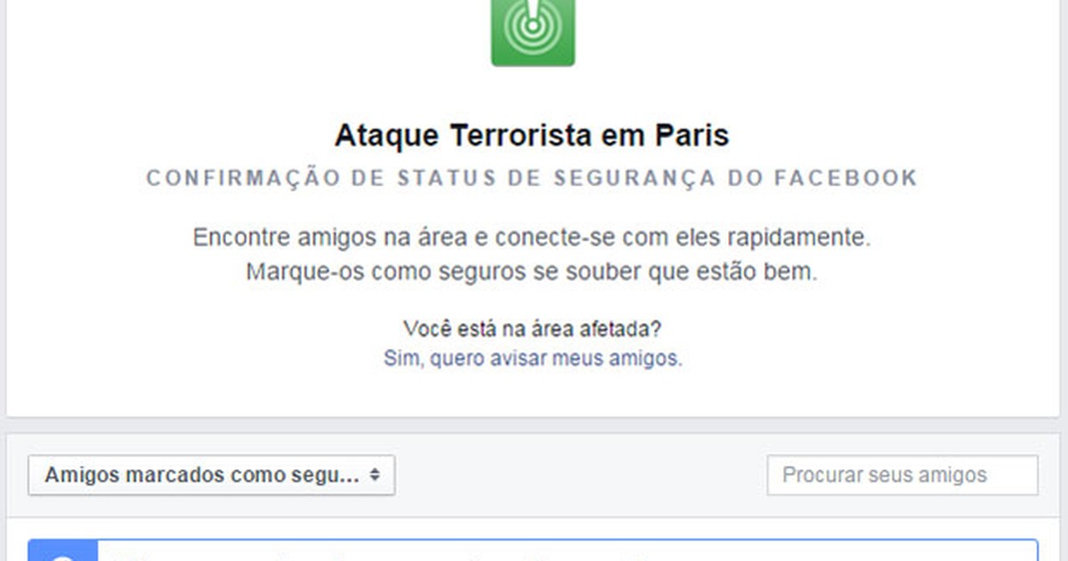 G1 – Facebook lance un statut permettant aux utilisateurs de savoir qu’ils sont en sécurité en France