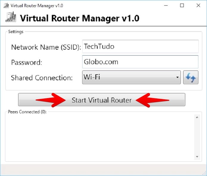 Configurando a sua nova rede Wi-Fi pelo Virtual Router Manager (Foto: Felipe Alencar/TechTudo)