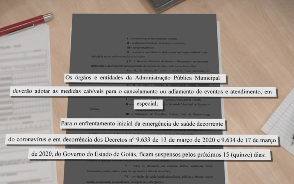 Prefeito de Jataí assina decreto de situação de emergência devido ao coronavírus, em Goiás — Foto: Reprodução/TV Anhanguera