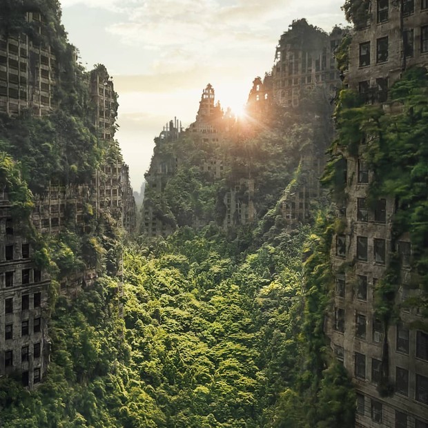 Artista imagina como ficariam cidades após apocalipse climático (Foto: Reprodução / Instagram @fabienbarrau)