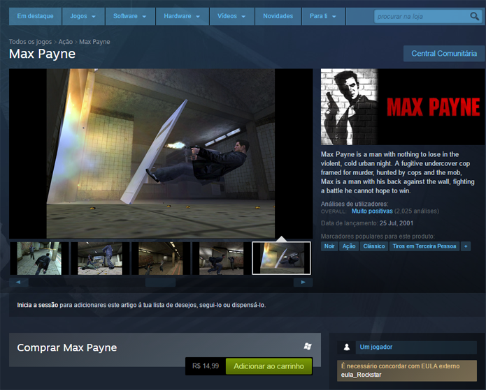 Página de Max Payne no Steam (Foto: Reprodução/André Mello)