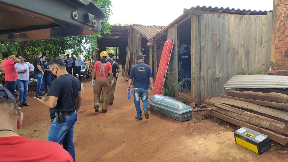 Residência em que corpos foram encontrados, em Pedro Juan Caballero, na fronteira do Paraguai com Mato Grosso do Sul — Foto: Polícia Nacional Paraguai/Divulgação