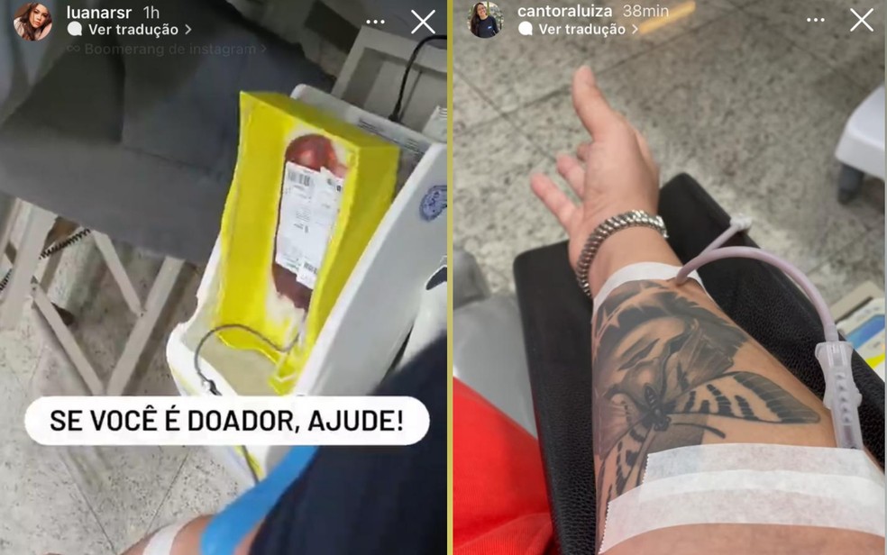 Luana e Luiza doam sangue para o cantor Maurílio, em Goiânia — Foto: Reprodução/Instagram