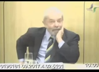 Lula em depoimento ao juiz Marcelo Bretas (2018) — Foto: Reprodução