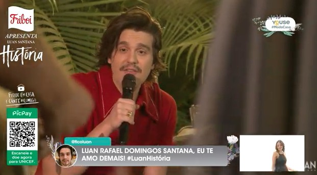 Luan Santana em live (Foto: Reprodução)