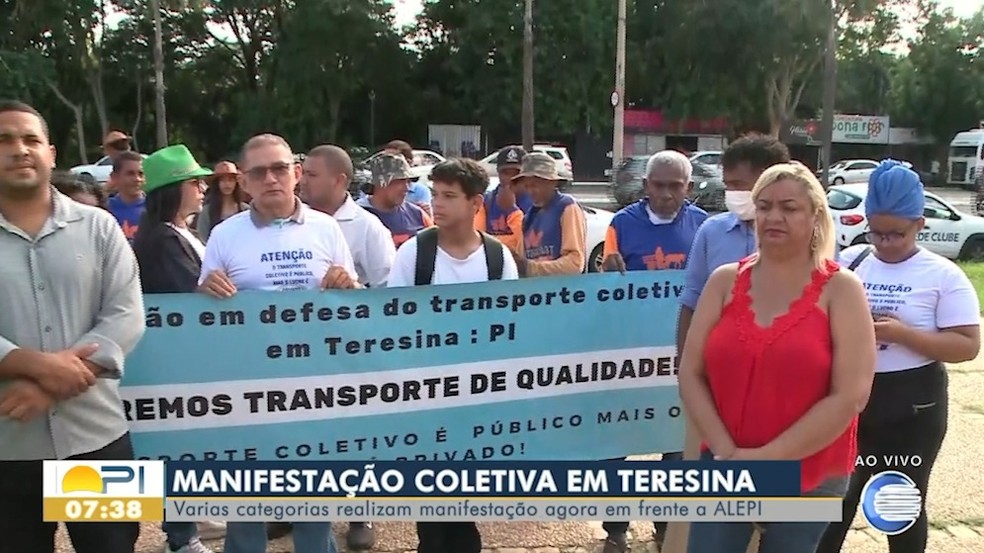 Trabalhadores do transporte, carroceiros e cadeirantes fazem protesto unificado em Teresina  — Foto: Reprodução