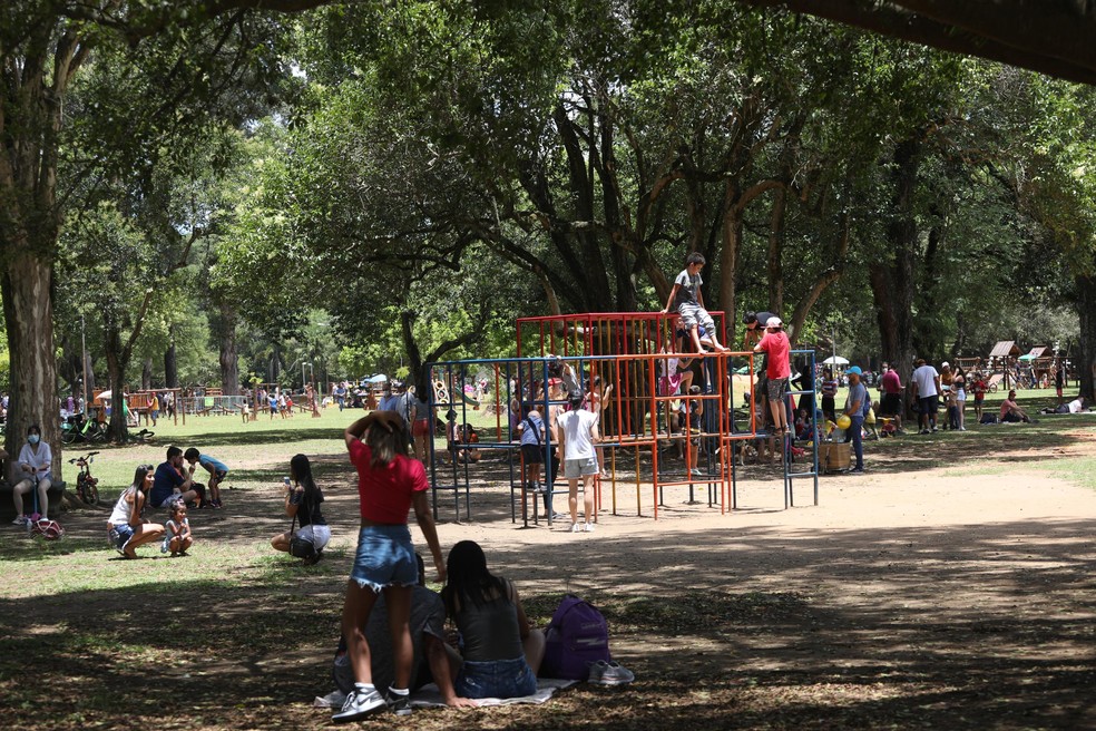 Crianças brincam no Parque Ibirapuera, na cidade de São Paulo, em dezembro de 2021  — Foto: Renato S. Cerqueira/Futura Press/Estadão Conteúdo