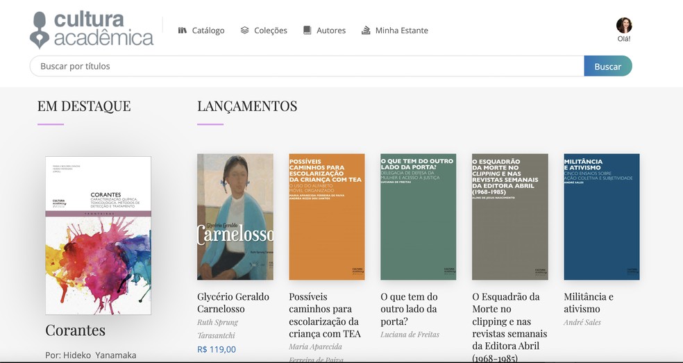 Site Cultura Acadêmica é voltado para estudantes que buscam livros online para ler grátis — Foto: Reprodução/Barbara Mannara