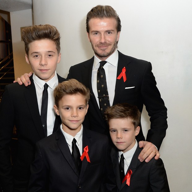Beckham e filhos (Foto: Getty Images)