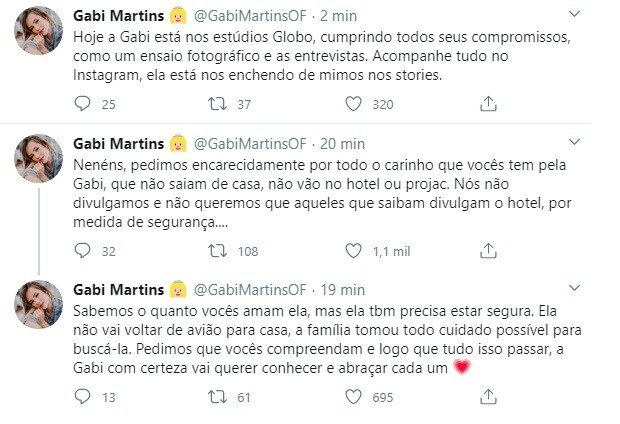 Equipe de Gabi Martins esclarece que não haverá encontro em aeroporto (Foto: Reprodução/Twitter)