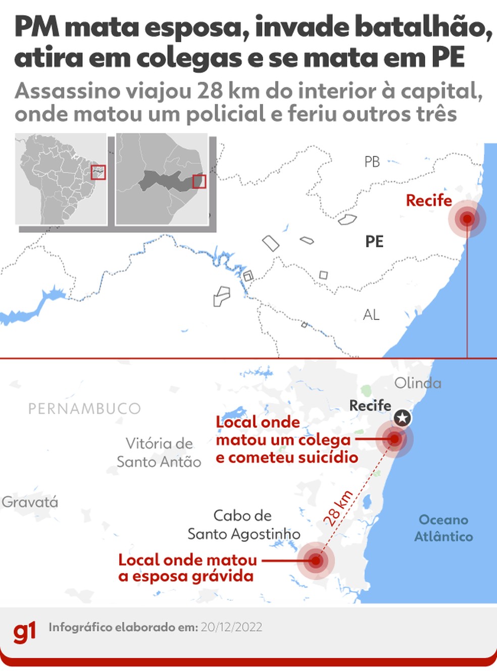 Assassino viajou 28 km do interior à capital, onde matou um policial e feriu outros três — Foto: g1