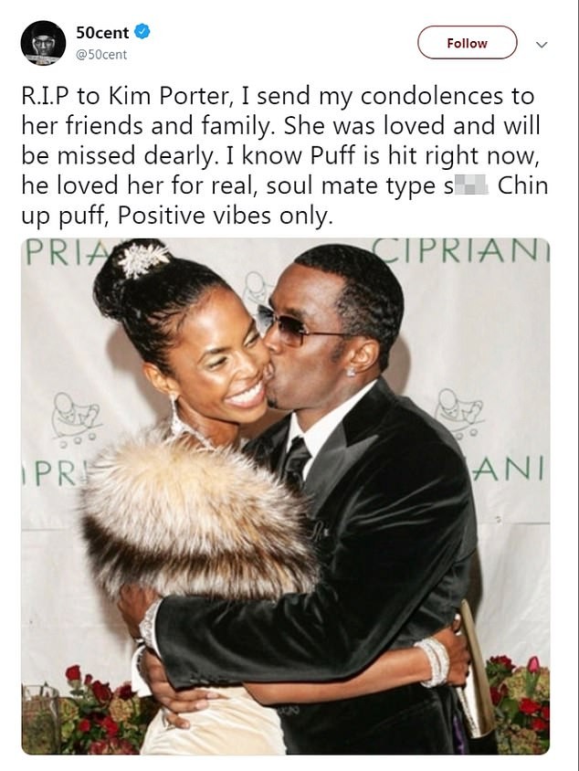 O post de 50 Cent lamentando a morte de Kim Porter (Foto: Instagram)