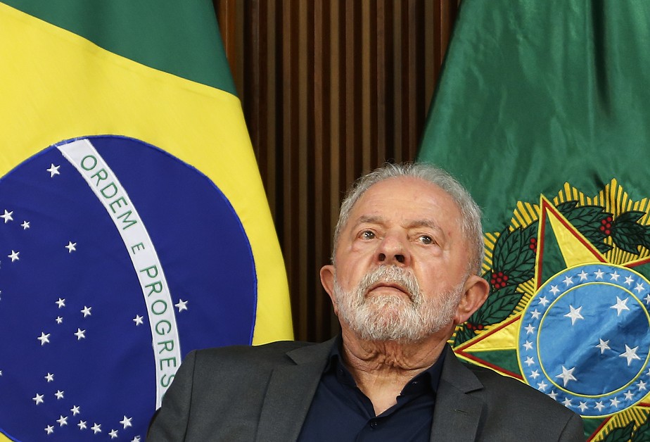 O presidente Lula em cerimônia no Palácio do Planalto