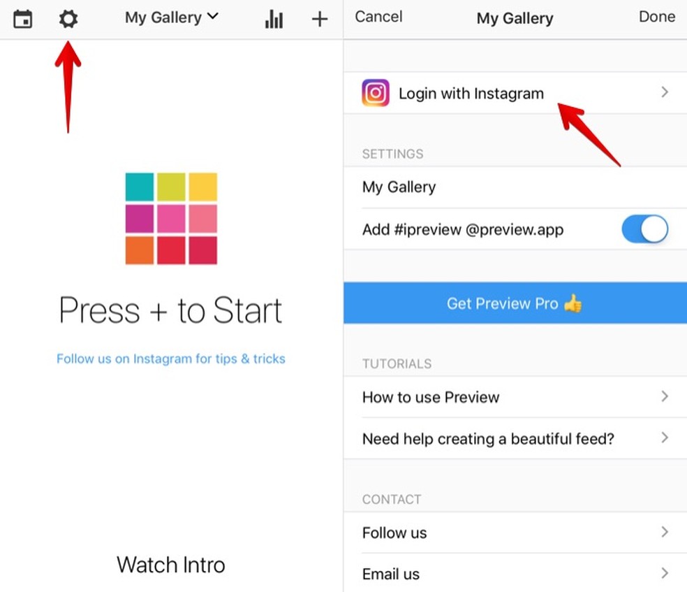 Vincule a sua conta do Instagram (Foto: Reprodução/Helito Bijora)