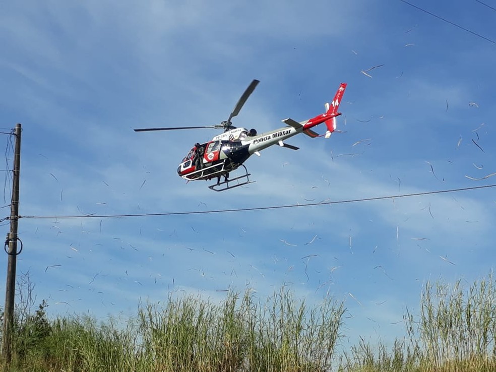 Helicóptero Águia durante um atendimento a ocorrência em junho de 2020 em Presidente Prudente — Foto: Polícia Militar