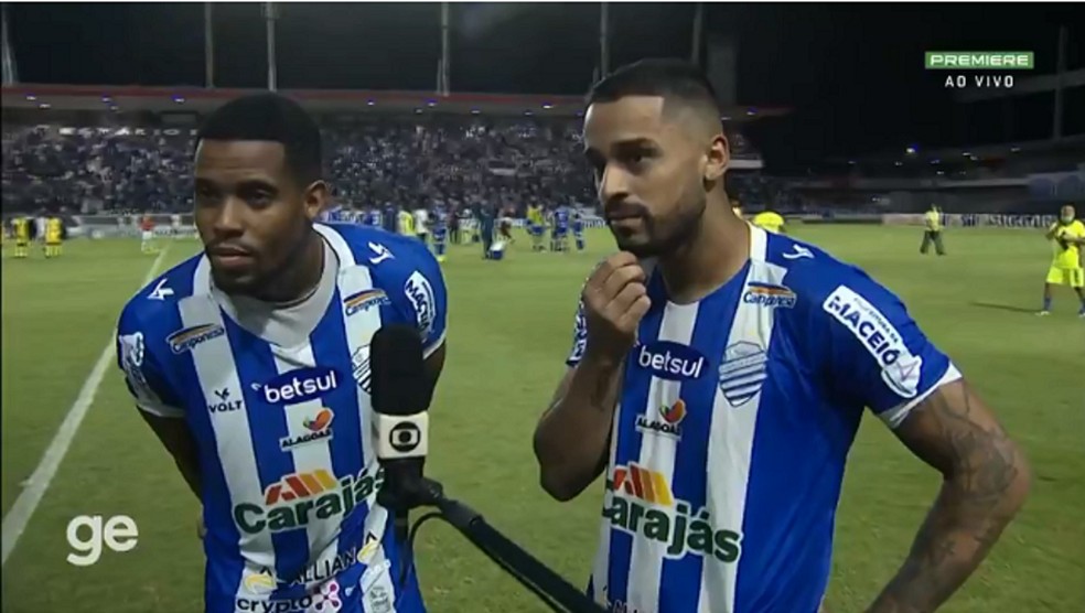 Iury e Dellatorre fizeram quase metade dos gols do CSA na Série B — Foto: Reprodução Premiere