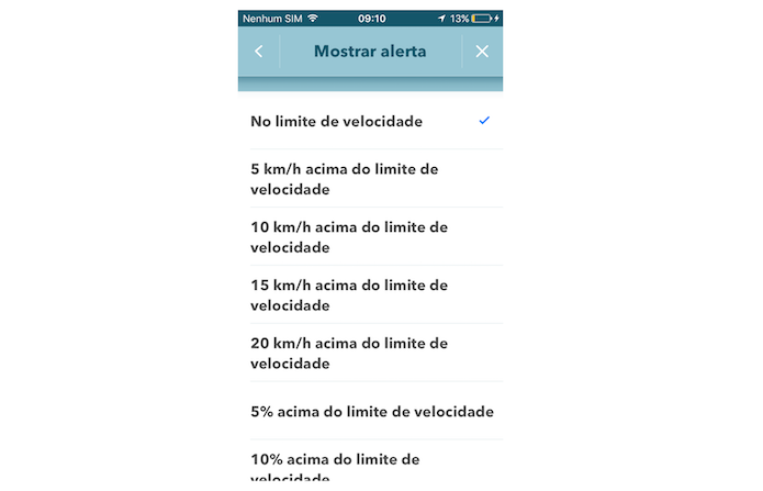 Definindo quando o alerta de excesso de velocidado do Waze será emitido no aplicativo para iPhone (Foto: Reprodução/Marvin Costa)