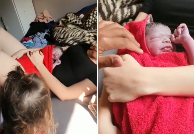 Sophia nasceu em casa, com a ajuda do pai (Foto: Reprodução/Instagram)
