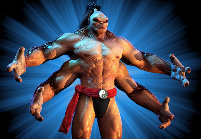Goro reencena sua clássica aparição dos fliperamas de Mortal Kombat (Foto: Reprodução/DSO Gaming)